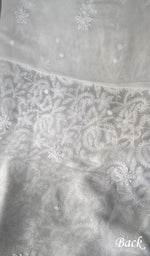 Load image into Gallery viewer, Women's Lucknowi Handcrafted Viscose Georgette Unstitched Chikankari Kurta and Dupatta Set- HONC0341387