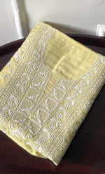 Load image into Gallery viewer, Women's Lakhnavi Handcrafted Munga Silk Chikankari Unstitched Kurti Fabric - HONC0316124