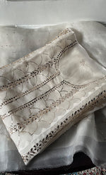 将图像加载到图库查看器中， Women's Lakhnavi Handcrafted Pure Organza Chikankari Semi - stitched Kurta And Dupatta Set- HONC0331141