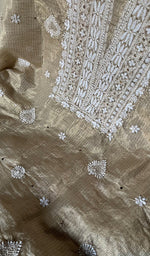 Load image into Gallery viewer, Naaz Women&#39;s Lucknowi Handcrafted Kota Chanderi Chikankari UnStitched Kurta And Dupatta Set - HONC0250376
