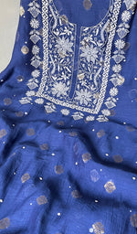 Load image into Gallery viewer, Women&#39;s Lakhnavi Handcrafted Mul Chanderi Semi - Stitched Kurta And Dupatta Set - HONC0SOLD
