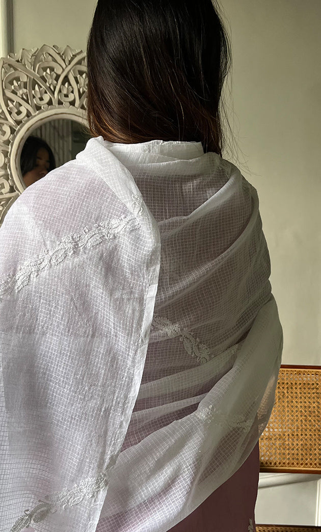 Nazm Women's Lucknowi Handcrafted Kota Cotton Chikankari Dupatta - HONC0307343