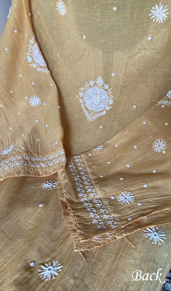 Women's Lakhnavi Handcrafted Mul Chanderi Unstitched Kurta And Dupatta Set