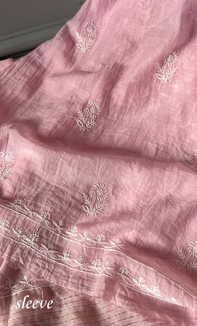 Women's Lakhnavi Handcrafted Mul Chanderi Unstitched Kurta And Dupatta Set - HONC0307428