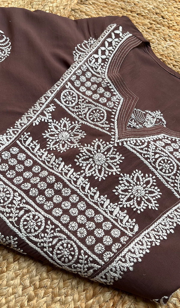 Women's Lucknowi Handcrafted Modal Cotton Chikankari Kurti - HONC0301055