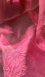 Load image into Gallery viewer, Women&#39;s Lucknowi Handcrafted Pure Organza Silk Chikankari SAREE - HONC0273031

