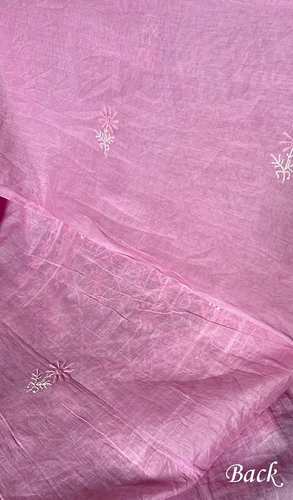 Women's Lakhnavi Handcrafted Chanderi Silk Unstitched Chikankari Full Suit - HONC0369259