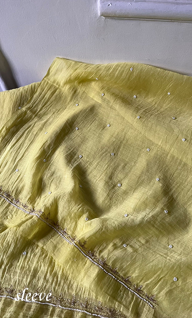 Mor Women's Lakhnavi Handcrafted Mul Chanderi Unstitched Chikankari Full Suit Material - HONC0330320