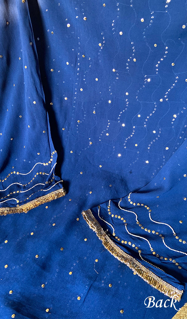 Women's Lakhnavi Handcrafted Viscose Georgette Chikankari Full Suit Material - HONC0233301