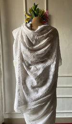 将图像加载到图库查看器中， Women's Lakhnavi Handcrafted Viscose Georgette Chikankari Saree - HONC0359808