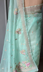 Load image into Gallery viewer, Women&#39;s Lucknowi Handcrafted Pure Organza Silk Chikankari Saree - HONC0287002
