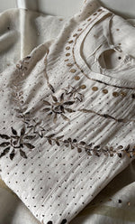 将图像加载到图库查看器中， Women&#39;s Lakhnavi Handcrafted Mul Chanderi Semi - stitched Kurta And Dupatta Set- HONC0321822
