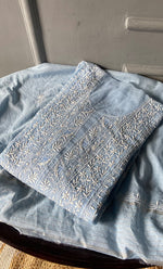 Load image into Gallery viewer, Women&#39;s Lakhnavi Handcrafted Mul Chanderi Semi - Stitched Kurta And Dupatta Set- HONC0304466
