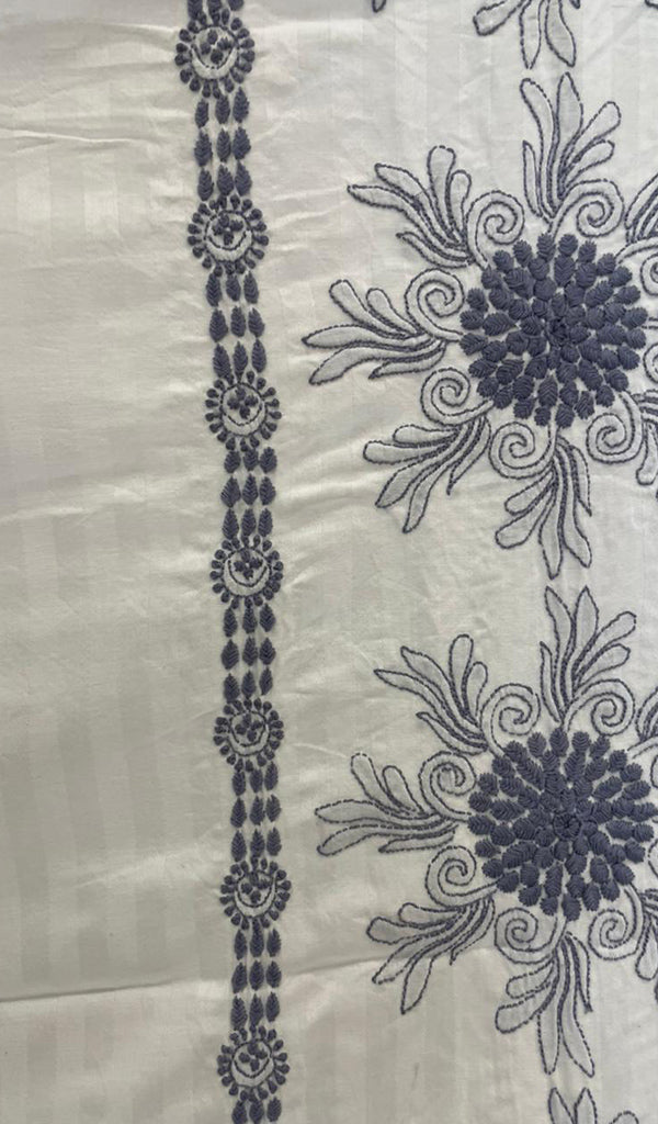 Lakhnavi Handcrafted Cotton Chikankari Bedsheet Set - HONC0364221