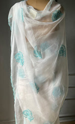 Load image into Gallery viewer, Women&#39;s Lucknowi Handcrafted Pure Organza Silk Chikankari Saree - HONC0299230
