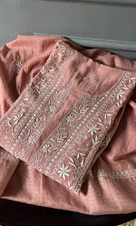 将图像加载到图库查看器中， Women's Lakhnavi Handcrafted Mul Chanderi Semi - Stitched Kurta And Dupatta Set - HONC0284761