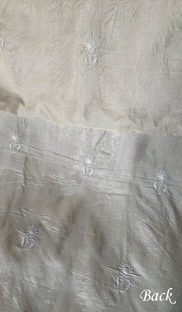 Women's Lakhnavi Handcrafted Tussar Silk Chikankari Kurta And Dupatta Set - HONC0262816