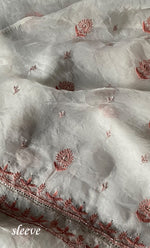 Load image into Gallery viewer, Women&#39;s Lakhnavi Handcrafted Pure Organza Chikankari Unstitched Kurta And Dupatta Set- HONC0294922
