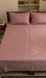 Load image into Gallery viewer, Lakhnavi Handcrafted Cotton Chikankari Bedsheet Set - HONC0379424