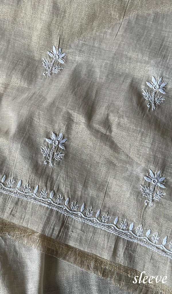 Women's Lakhnavi Handcrafted Tissue Chanderi Unstitched Kurta And Dupatta Set - HONC0278160
