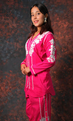 Load image into Gallery viewer, khayal Women&#39;s Lakhnavi Handcrafted Cotton Chikankari Kurti And Plazzo Set - HONC0323907
