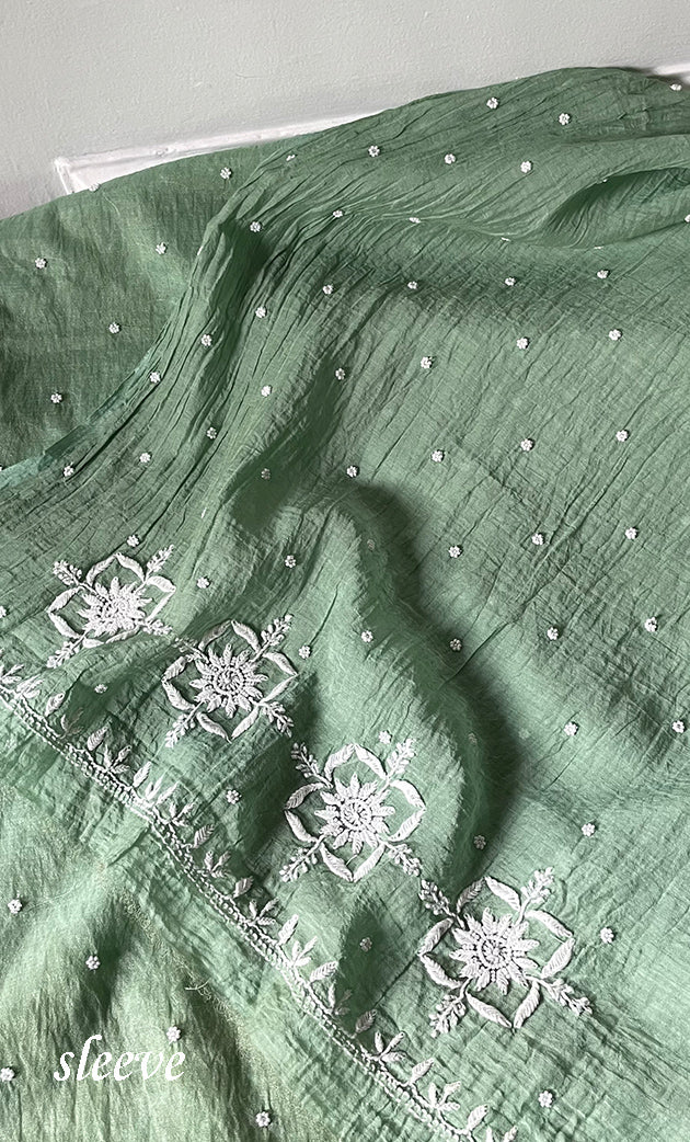 Women's Lakhnavi Handcrafted Mul Chanderi Unstitched Kurta And Dupatta Set- HONC0319681