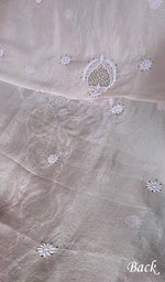 Load image into Gallery viewer, Women's Lakhnavi Handcrafted Pure Organza Chikankari Unstitched Kurta And Dupatta Set- HONC0341958