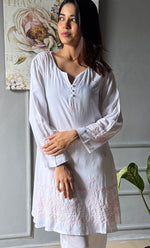 Load image into Gallery viewer, Women&#39;s Lakhnavi Handcrafted Modal Cotton Chikankari Top - HONC0307553
