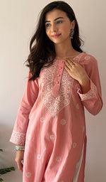 Load image into Gallery viewer, Prisha Women's Lakhnavi Handcrafted Cotton Chikankari Kurti - HONC0341089