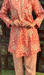 Load image into Gallery viewer, Shama Women&#39;s Lakhnavi Handcrafted Cotton Chikankari Kurta And Palazzo Set - HONC0250013
