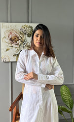 将图像加载到图库查看器中， Niyat Women&#39;s Lucknowi Handcrafted Cotton Chikankari Long Dress - HONC0303746
