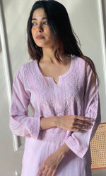 Load image into Gallery viewer, Rooh Women&#39;s Lucknowi Handcrafted Modal Cotton Chikankari Kurti - HONC0264937
