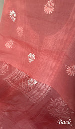 Load image into Gallery viewer, Women's Lakhnavi Handcrafted Pure Organza Chikankari Unstitched Kurta And Dupatta Set- HONC0335079