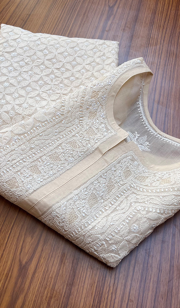 Women's Lakhnavi Handcrafted Cotton Chikankari Kurti - HONC0273804
