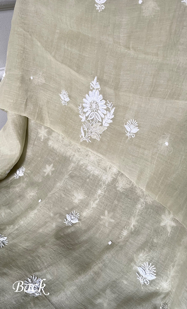 Women's Lakhnavi Handcrafted Unstitched Mul Chanderi Kurta And Dupatta Set - HONC0329036