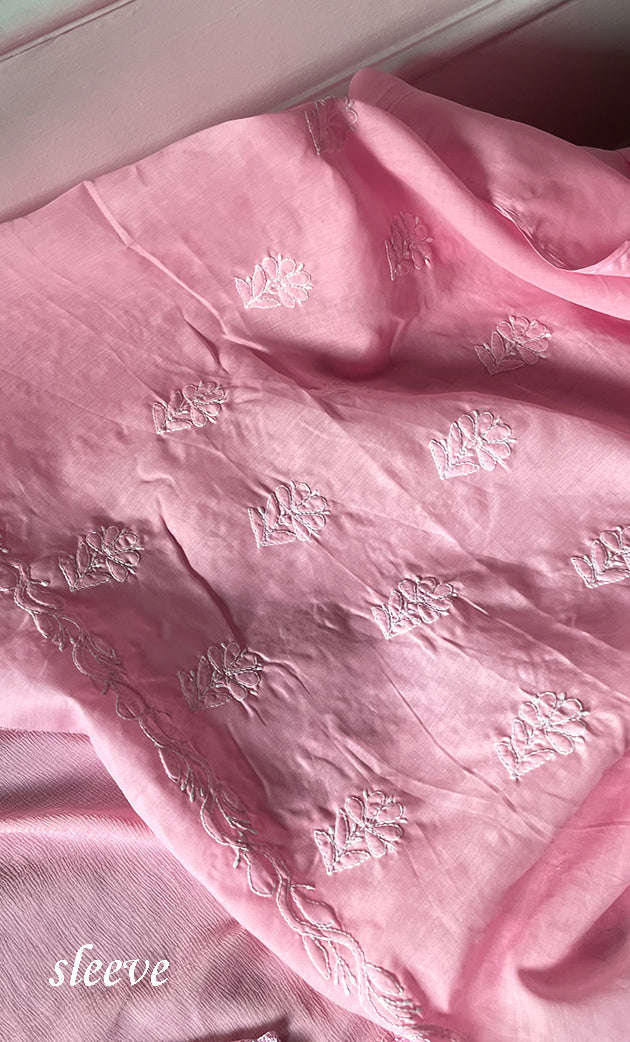 Women's Lakhnavi Handcrafted Unstitched Cotton Chikankari Suit Material - HONC0316592