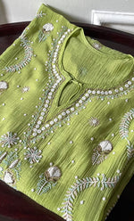 Load image into Gallery viewer, Rabia Women&#39;s Lucknowi Handcrafted Mul chanderi Chikankari Kaftan - HONC0311996
