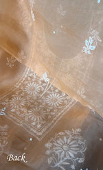 将图像加载到图库查看器中， Women's Lakhnavi Handcrafted Pure Organza Chikankari Unstitched Kurta And Dupatta Set- HONC0307946