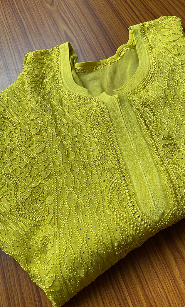 Yellow Lucknowi Chikankari kurtas