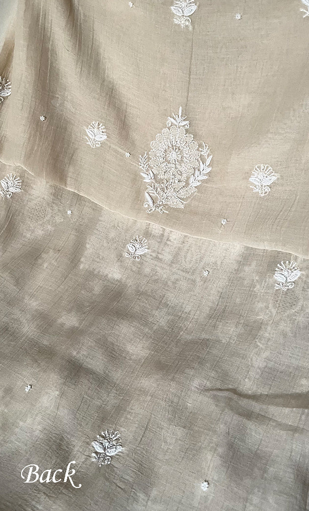 Women's Lakhnavi Handcrafted Unstitched Mul Chanderi Kurta And Dupatta Set - HONC0329035