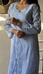 Load image into Gallery viewer, Women's Lakhnavi Handcrafted Cotton Chikankari Kurti - HONC0357550
