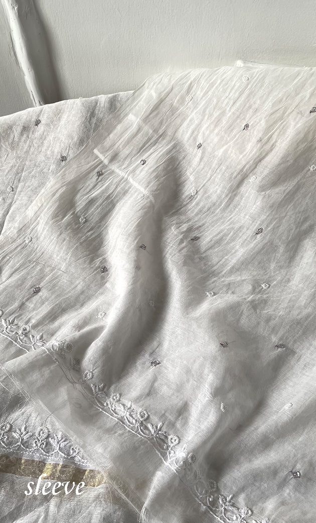 Amisha Women's Lakhnavi Handcrafted Mul Chanderi Unstitched Kurta And Dupatta Set - HONC0319464