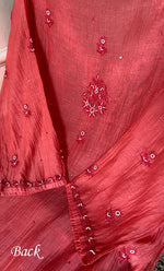 Load image into Gallery viewer, Saziya Women's Lakhnavi Handcrafted Mul Chanderi Semi - Stitched Kurta And Dupatta Set - HONC0339559