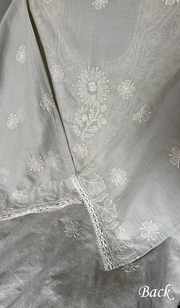 Hiba Women's Lakhnavi Handcrafted Semi- stitched Cotton Chikankari Suit Material - HONC0348838