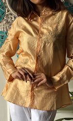 将图像加载到图库查看器中， Arohi Women&#39;s Lakhnavi Handcrafted Pure Manglore silk top with fine Chikankari - HONC0306900

