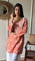 Load image into Gallery viewer, Women's Lakhnavi Handcrafted Cotton Chikankari Top - HONC0350779