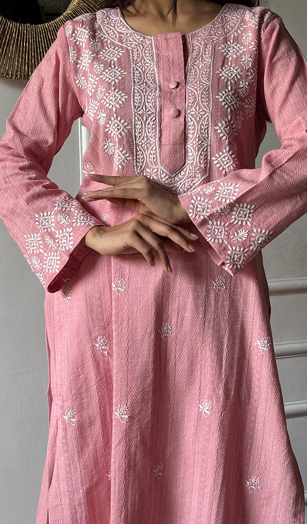 Women's Lakhnavi Handcrafted Cotton Chikankari Kurti - HONC0341097