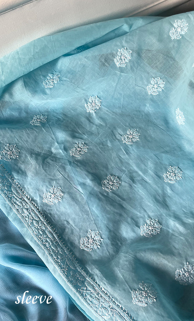 Women's Lakhnavi Handcrafted Unstitched Cotton Chikankari Suit Material - HONC0320311
