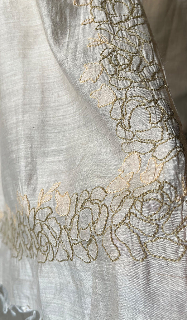 Women's Lakhnavi Handcrafted  Munga Silk Chikankari Dupatta - HONC0252236