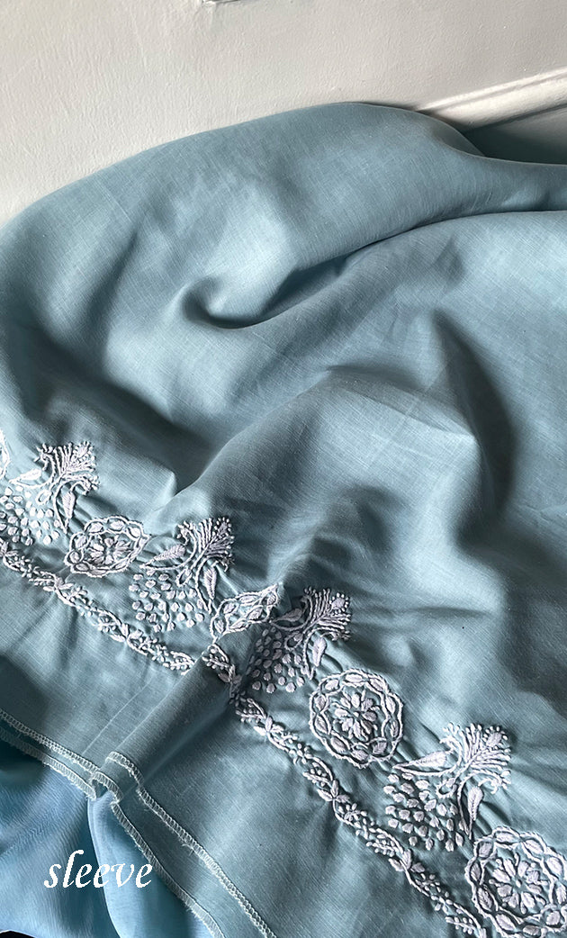 Women's Lakhnavi Handcrafted Unstitched Cotton Chikankari Suit Material - HONC03170170